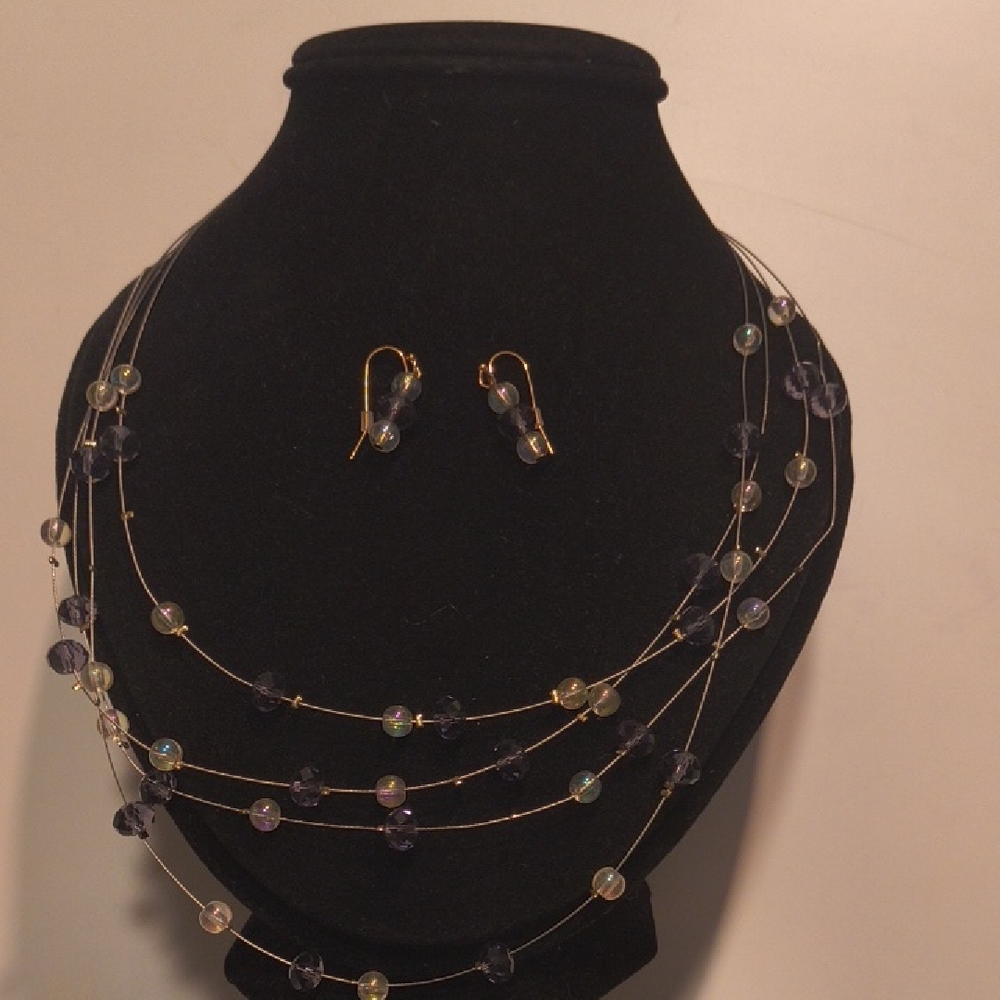 Beaded Illusion Necklace And Earring Gift Set